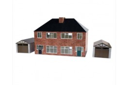 1930s Semi Detached House  Card Kit OO Scale