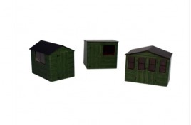 Sheds green x 3 - Card Kit OO Scale
