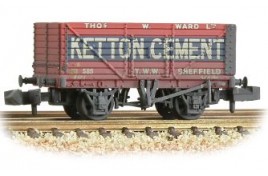 8 Plank Wagon, end door, "Ketton Cement" Red N Gauge 