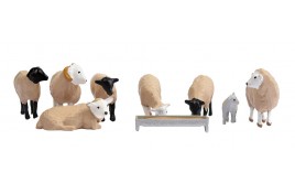 Sheep x 7, Lamb x 1 & Feed/Water Trough OO Scale