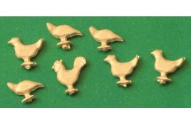 Chickens (pack of 7 unpainted white metal) OO Scale