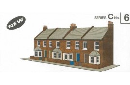 Low Relief Card Kit - Four Redbrick Terrace Fronts OO Scale
