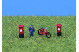 Postman, Bike & Postboxes, Painted N Scale