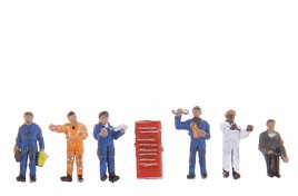 Traction Maintenance Depot Workers x 6 & Equipment N Scale